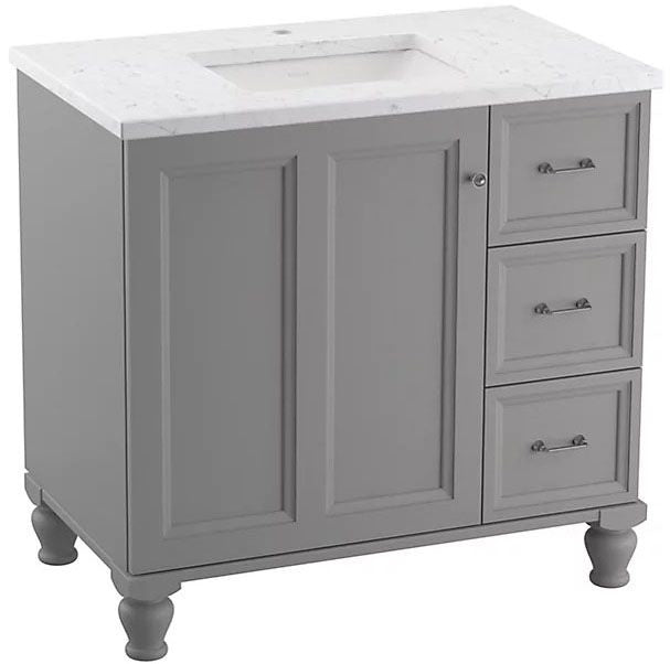 KOH 99520-LGR-1WT DAMASK VANITY, 36